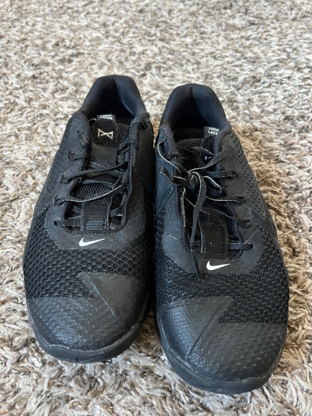 Nike Men’s Black Mesh Running Shoes with White Swoosh